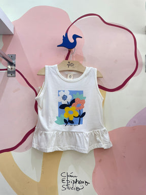 Blusa Regata menina Flores Babados Hering