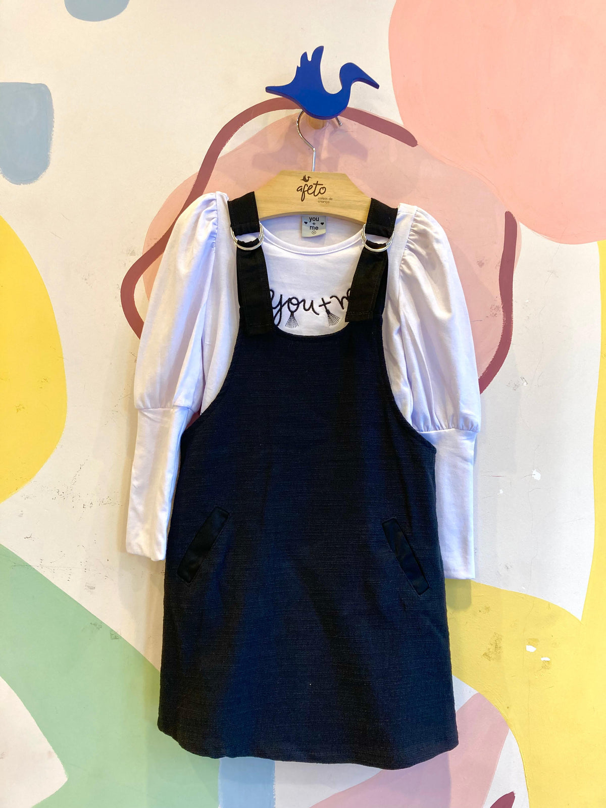 Vestido Manga Longa menina Tweed Com Blusa