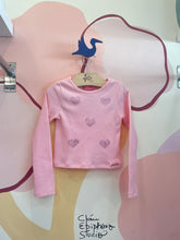 Blusa manga longa menina Momi Canelada Coração Rosa