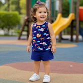 Conjunto Regata Shorts menina Nuvem Lilica Marinho