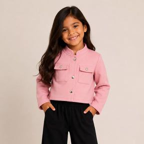 Casaco Feminino Infantil Lã Batida Menina Rose