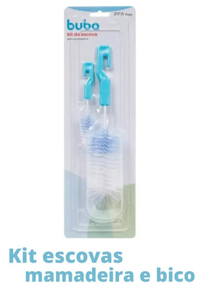 Kit Escova para Limpeza de Mamadeira Buba Azul 2 pecas