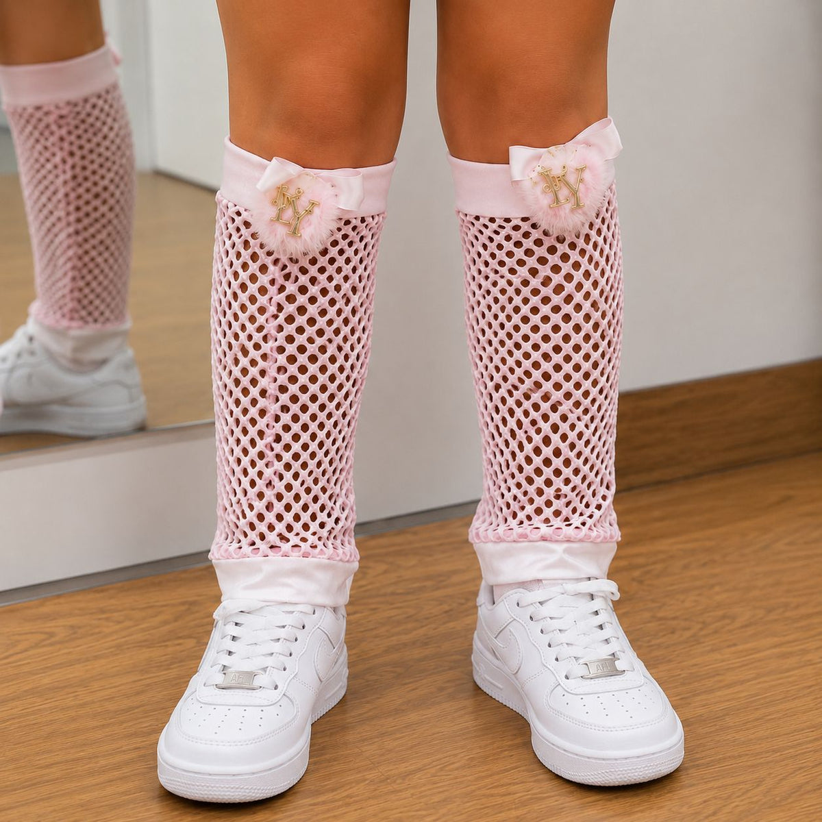 Polaina Telina Infantil Menina Arrastão Yoyo Rosa