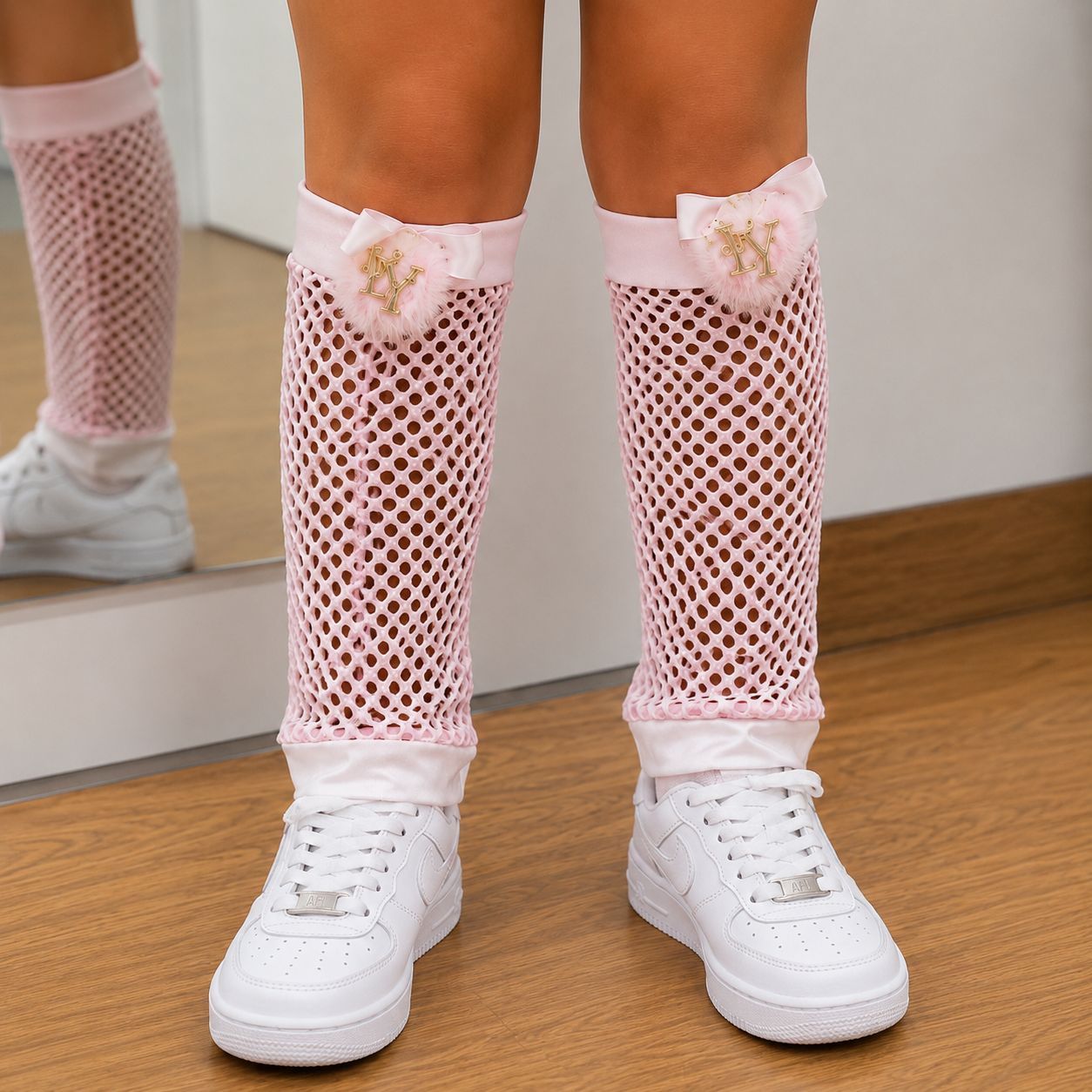 Polaina Telina Infantil Menina Arrastão Yoyo Rosa