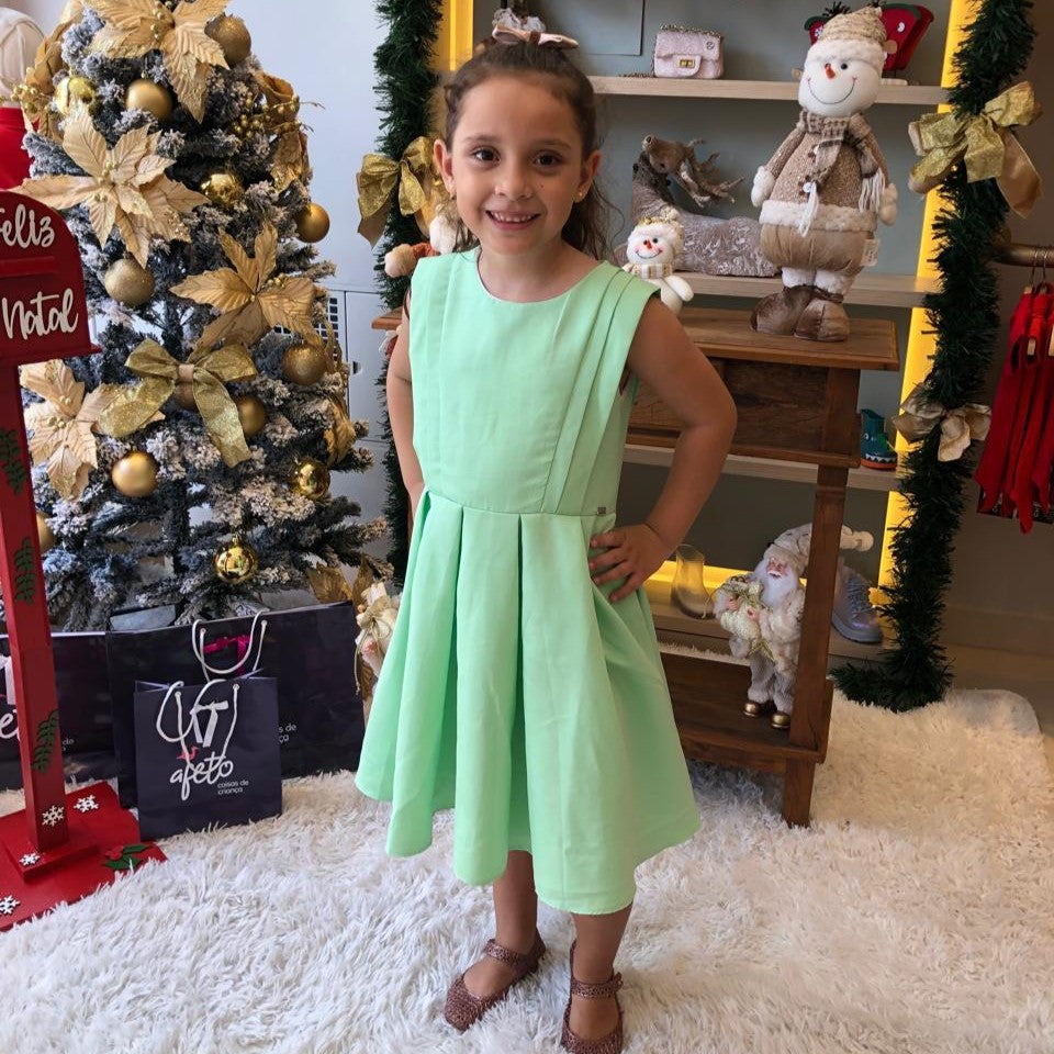 Vestido Regata Menina Malagah Pregas Ombrinho Verde