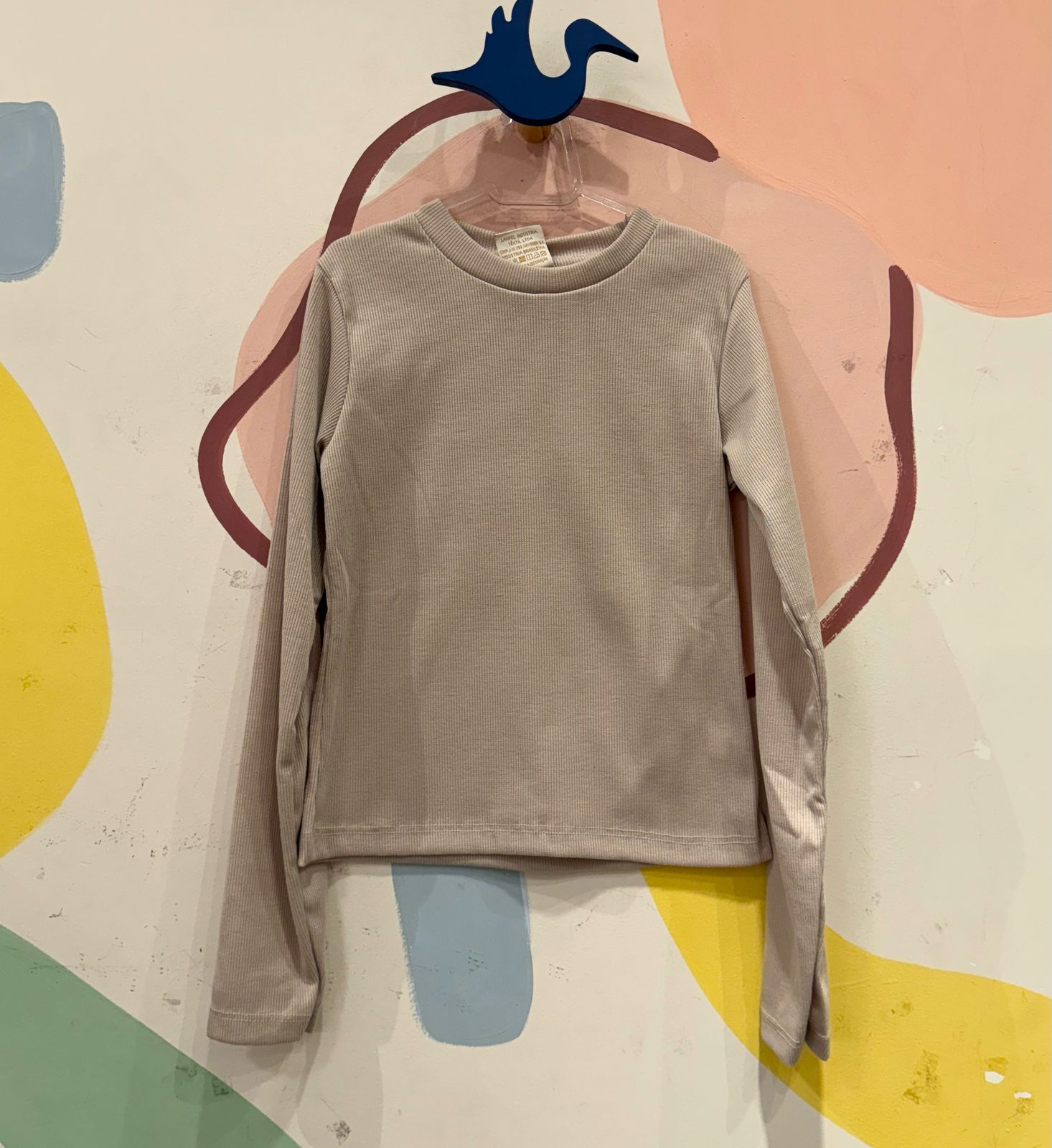 Blusa Manga Longa menina canelada nude