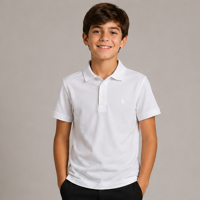Camiseta Manga Curta Reserva Infantil Menino Polo Lisa Branco