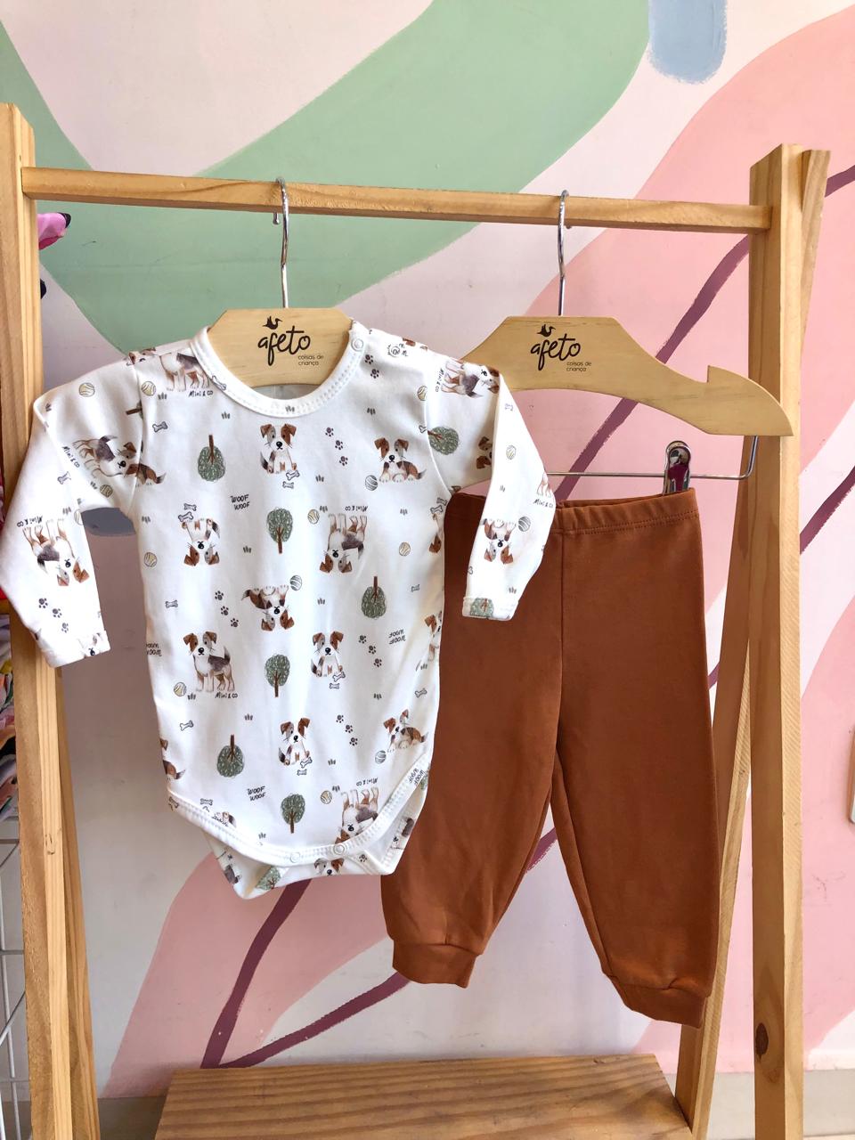 Conjunto manga longa Calça Mini & Co Cachorro Arvore