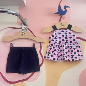 Conjunto Regata Shorts menina Coracoes