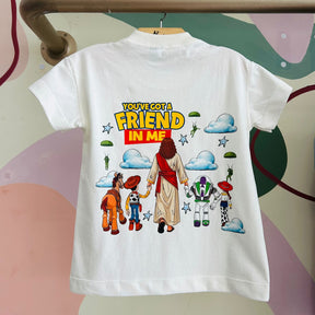 Camiseta Infantil Unissex Manga Curta Off Toy Story e Jesus