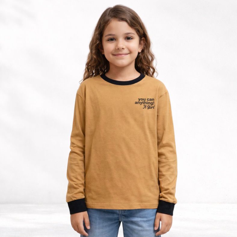 Blusa Manga Longa Infantil Menina You Can Algodão Caramelo