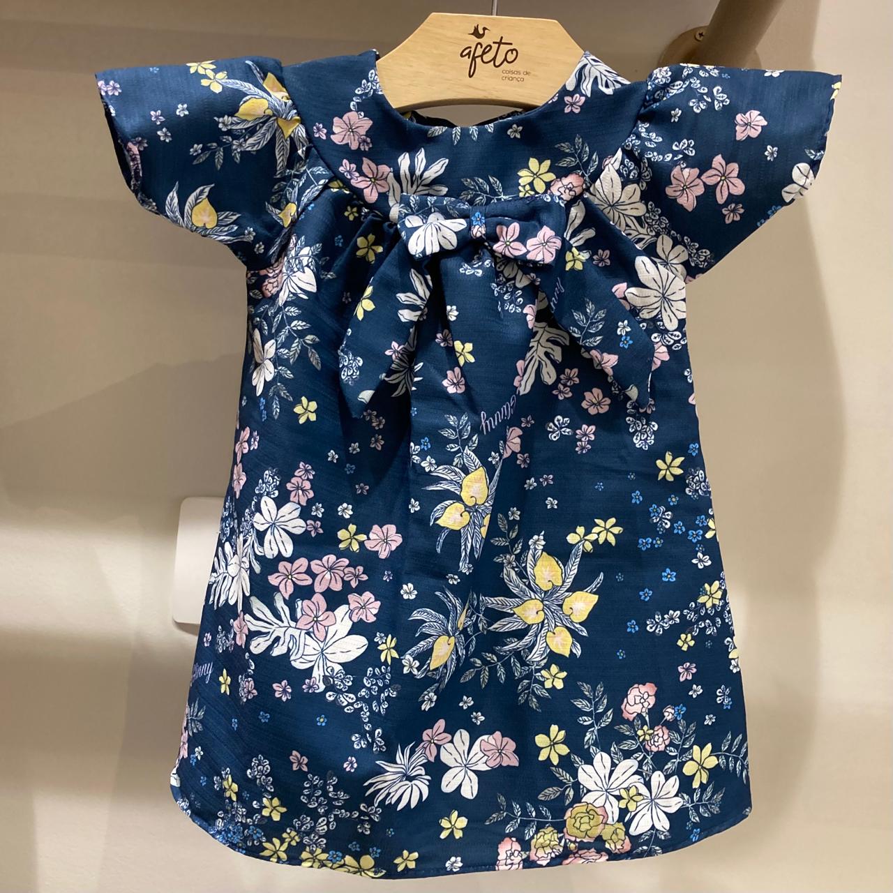 Vestido Manga Curta menina Boca Grande Floral Laco