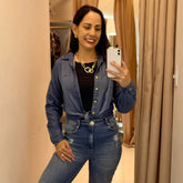 Camisa Manga Longa Neki Feminino Adulto Jeans