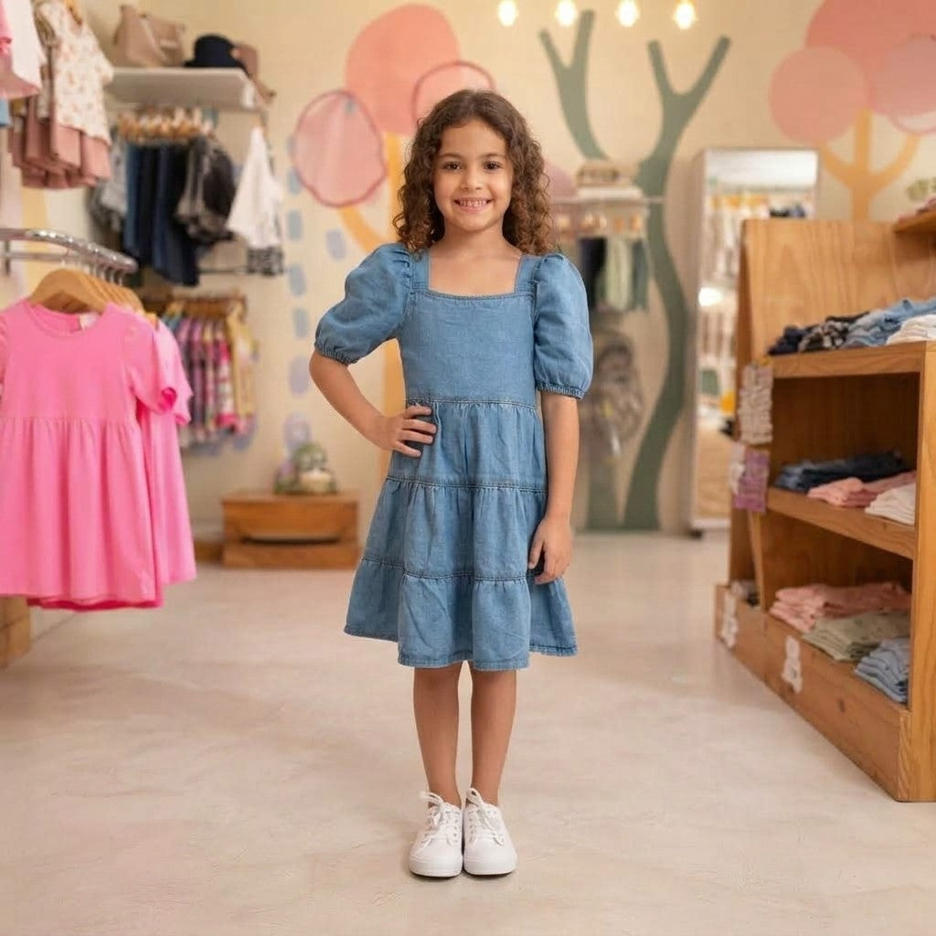 Vestido Infantil Menina Manga Curta 3 Marias Jeans