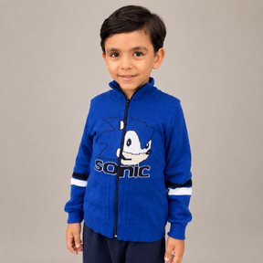 Jaqueta Tricot Infantil Menino Inverno Azul Masculino Sonic