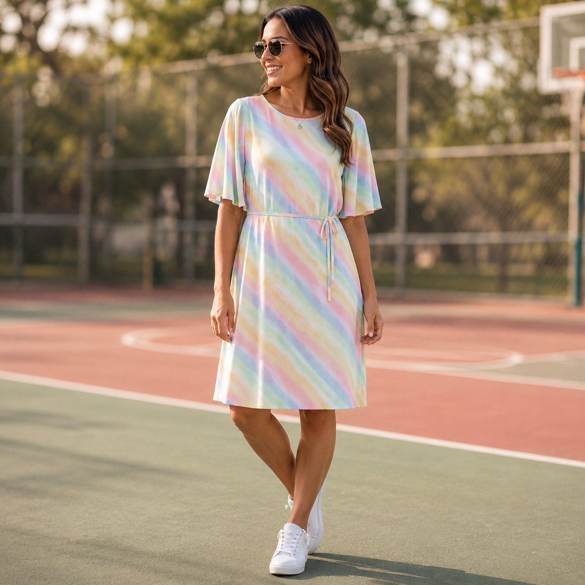 Vestido Feminino Adulto Manga Curta Viscose Charpey Colorido