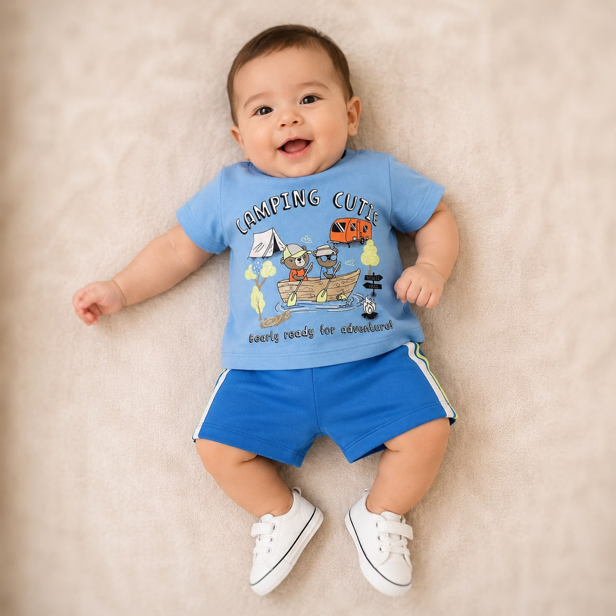 Conjunto Bebê Menino Manga Curta Bermuda menino Camping