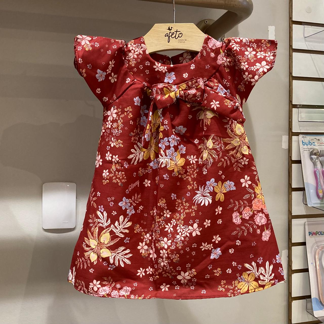 Vestido Manga Curta menina Boca Grande Floral Laco